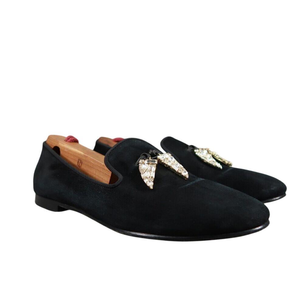Giuseppe Zanotti Shoes Women 36 Slipper Loafer Shark Crystal Charm Fashion Black